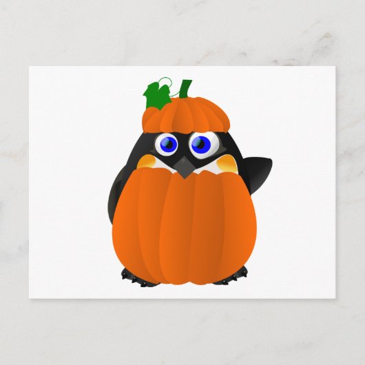 Pumpkin Costume Halloween Pinguin Postkarte (Vorderseite)