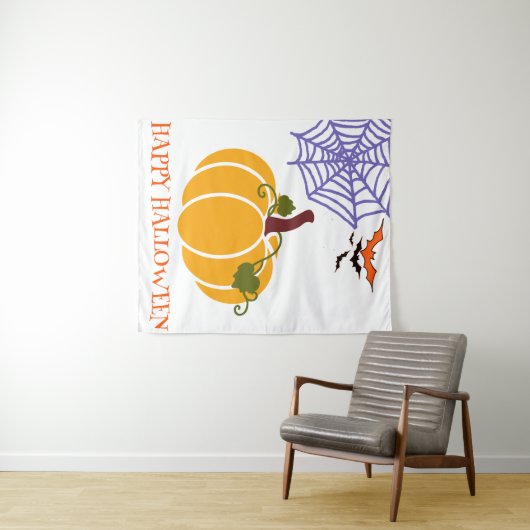 Pumpkin Cosy Halloween Night Cross Design Muster Wandteppich (Beispiel (Horizontal))