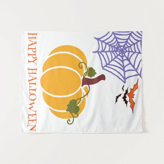Pumpkin Cosy Halloween Night Cross Design Muster Wandteppich (Vorderseite (Horizontal))