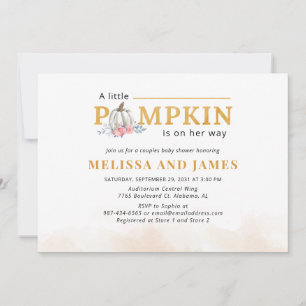 Pumpkin Couple's Baby Dusche Rosa Bläschen Einladung