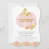 Pumpkin Couples Kinderdusche, rosa Gold Elegant Einladung (Vorderseite)