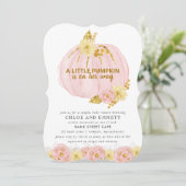 Pumpkin Couples Kinderdusche, rosa Gold Elegant Einladung (Stehend Vorderseite)