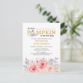 Pumpkin Couples Kinderdusche Wasserfarbe Einladungspostkarte (Stehend Vorderseite)