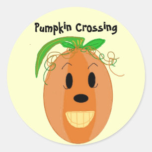 Pumpkin Crossing Runder Aufkleber