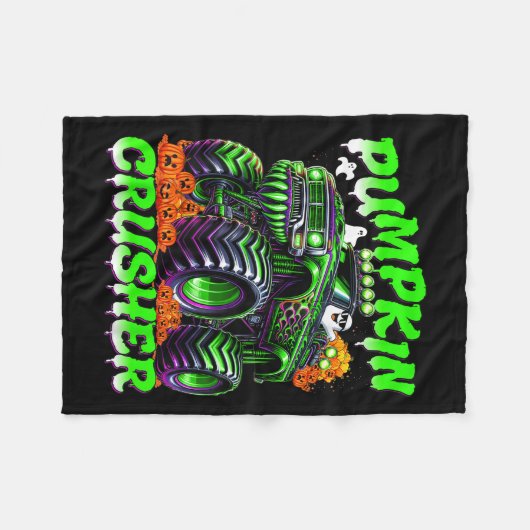 Pumpkin Crusher Monster Truck Ghosts Halloween For Fleecedecke (Vorderseite (Horizontal))
