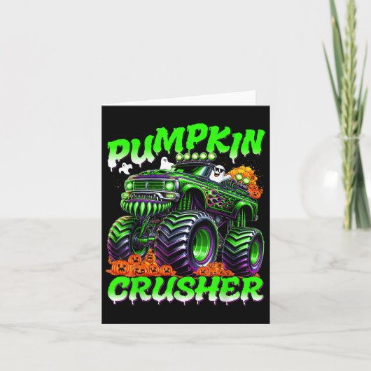 Pumpkin Crusher Monster Truck Ghosts Halloween For Karte (Vorderseite)