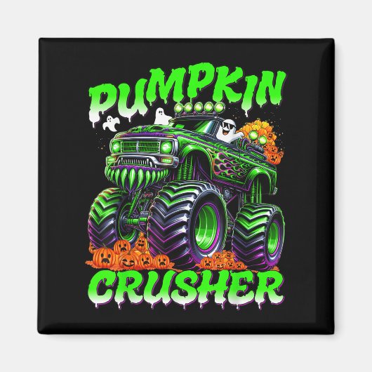 Pumpkin Crusher Monster Truck Ghosts Halloween For Magnet (Vorne)