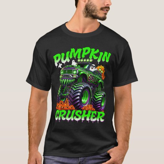 Pumpkin Crusher Monster Truck Ghosts Halloween For T-Shirt (Vorderseite)