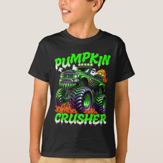 Pumpkin Crusher Monster Truck Ghosts Halloween For T-Shirt (Vorderseite)