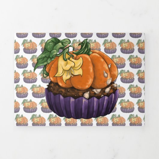 Pumpkin Cupcake Dreifach Gefaltete Einladung (Cover)