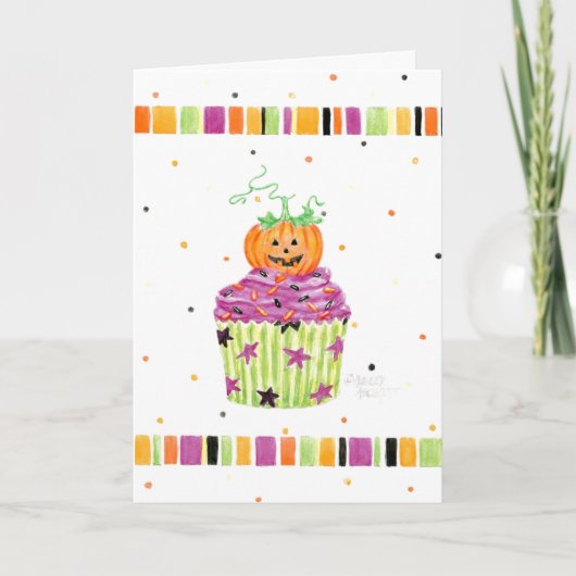 Pumpkin Cupcake Halloween-Grußkarte Karte (Vorderseite)