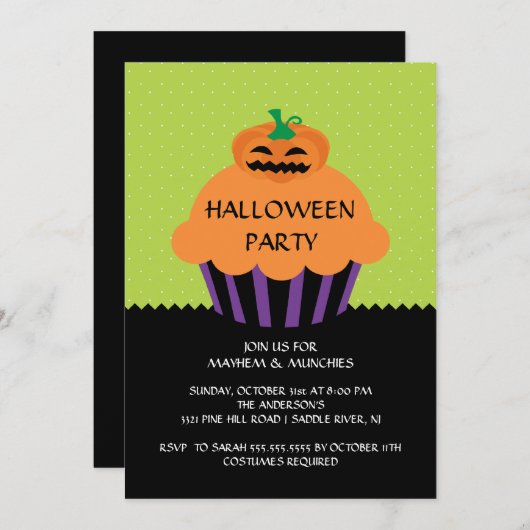 Pumpkin Cupcake Halloween-Party Einladung (Vorne/Hinten)