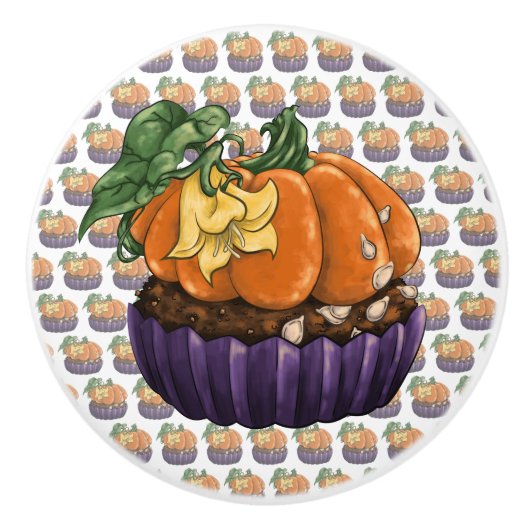 Pumpkin Cupcake Keramikknauf (Vorderseite)