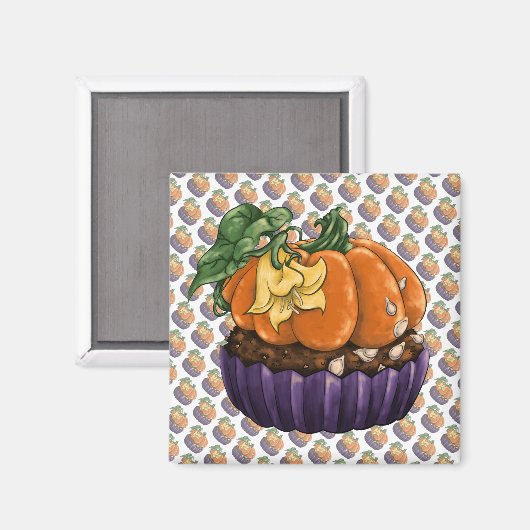 Pumpkin Cupcake Magnet (Vorderseite/Rückseite)