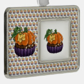 Pumpkin Cupcake Rahmen-Ornament Silber (Rechts)