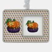 Pumpkin Cupcake Rahmen-Ornament Silber (Vorderseite)
