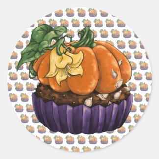 Pumpkin Cupcake Runder Aufkleber