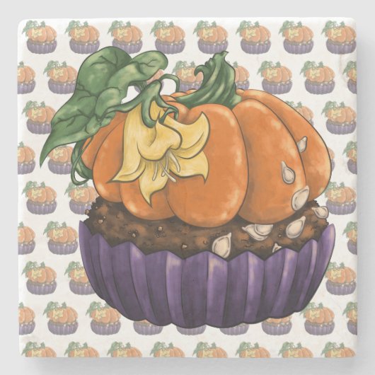 Pumpkin Cupcake Steinuntersetzer (Vorderseite)