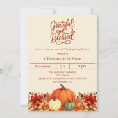 Pumpkin dankbar gesegnet Erntedank Dinner Einladung (Vorderseite)