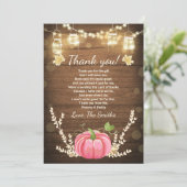 Pumpkin Danke Karte Rustic Fall Baby Dusche (Stehend Vorderseite)