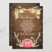 Pumpkin Danke Karte Rustic Fall Baby Dusche (Vorne/Hinten)