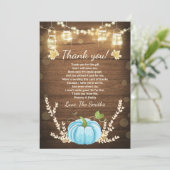 Pumpkin Danke Karte Rustic Fall Baby Dusche (Stehend Vorderseite)