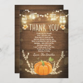 Pumpkin danke Karte Rustic Fall Baby Dusche (Vorne/Hinten)