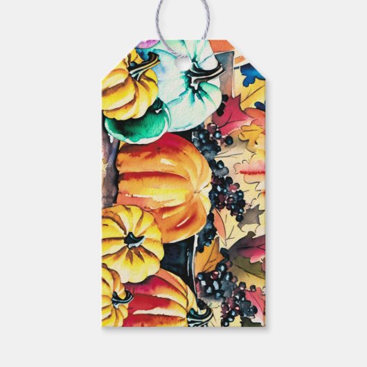 Pumpkin & Dark Berries, Herbst, Herbst, Erntedank Geschenkanhänger (Vorderseite)