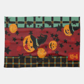 Pumpkin Dark Red “Jack’s Apple Snack” Tea Towel Geschirrtuch (Horizontal)