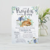 Pumpkin Deer Baby Dusche Einladung Junge Fall (Stehend Vorderseite)