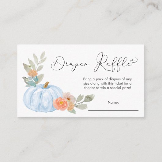 Pumpkin Diaper Raffle Baby Boy Dusche Blue Begleitkarte (Vorderseite)