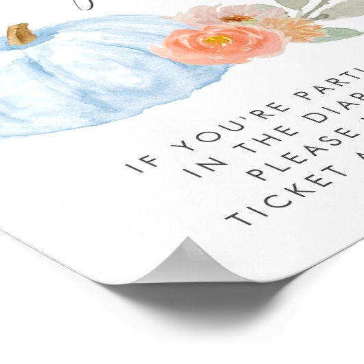 Pumpkin Diaper Raffle Baby Boy Dusche Poster (Ecke)