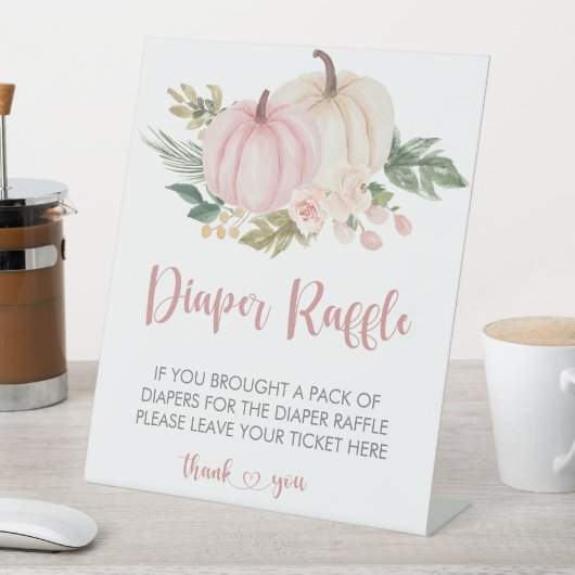 Pumpkin Diaper Raffle Baby Shower Pedestzeichen Sockelschild (In Situ)
