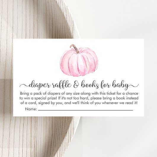 Pumpkin Diaper Raffle Books for Baby Girl Shooter Begleitkarte