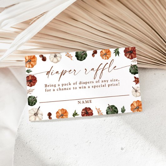 Pumpkin Diaper Raffle Card, Boho Fall Babydusche Begleitkarte