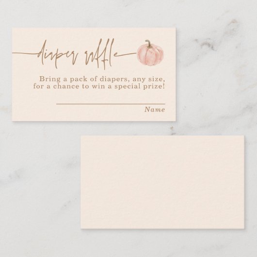 Pumpkin Diaper Raffle Card, Fall Girl Babydusche Begleitkarte (Vorne/Hinten)