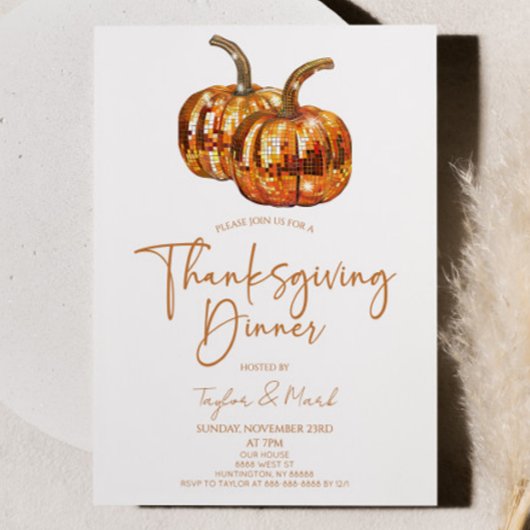 Pumpkin Disco Ball Erntedank Dinner Party Einladung
