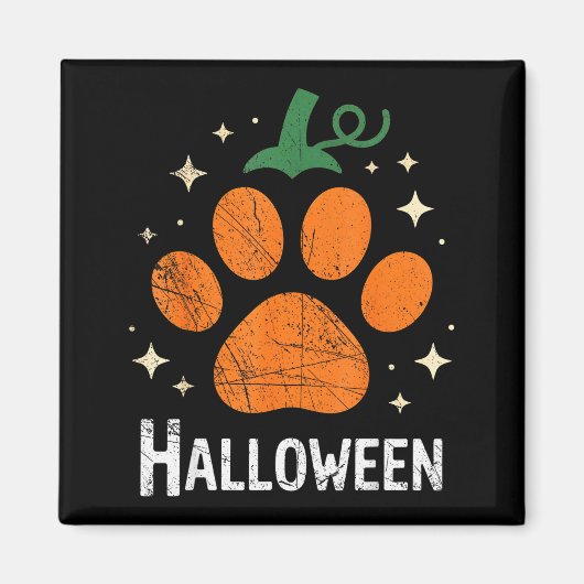 Pumpkin Dog Cat Paw Print Halloween Pet Lover Magnet (Vorne)