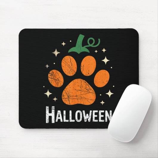 Pumpkin Dog Cat Paw Print Halloween Pet Lover  Mousepad (Mit Mouse)