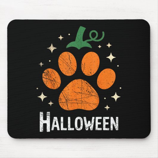 Pumpkin Dog Cat Paw Print Halloween Pet Lover  Mousepad (Vorne)