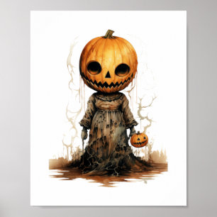 Pumpkin Doll Halloween Sticker Poster