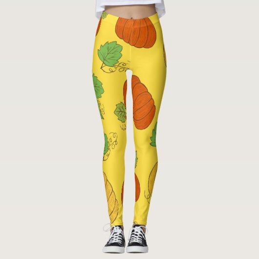 Pumpkin Doodle: Hand gezogen Nahtlos Leggings (Vorderseite)