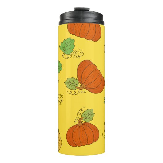 Pumpkin Doodle: Hand gezogen Nahtlos Thermosbecher (Vorderseite)