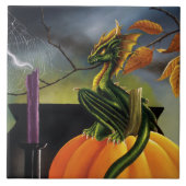 Pumpkin Dragon Cauldron Halloween Fliese (Vorderseite)