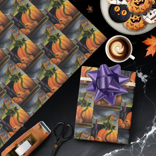 Pumpkin Dragon Cauldron Halloween Geschenkpapier
