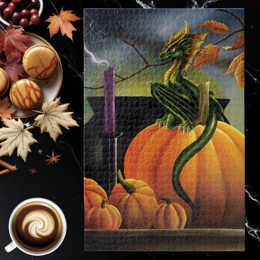 Pumpkin Dragon Cauldron Halloween Puzzle