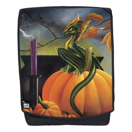 Pumpkin Dragon Cauldron Halloween Rucksack (Vorderseite)