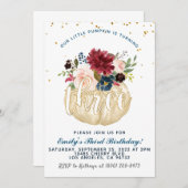 Pumpkin Dritter Geburtstag Einladung (Vorne/Hinten)