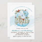 Pumpkin Dritter Geburtstag Einladung (Vorne/Hinten)