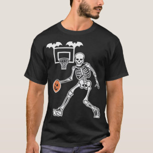 Pumpkin Dunker, Skeleton Basketball T - Shirt